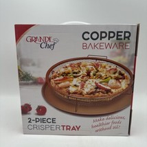 Grande Chef Copper 2-pc Mesh Baking Tray Non-Stick Round Pan Crisping Basket 11&quot; - £22.57 GBP