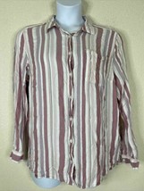 Terra &amp; Sky Womens Plus Size 1X Muave Striped Button Up Shirt Long Sleeve - £6.11 GBP