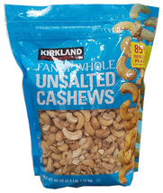 Kirkland Signature Fancy Whole Unsalted Cashews Premium Nuts 2.5 lb Pantry Bag - $28.50