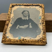 Antique Civil War Sweetheart Ambrotype Portrait in Half Case Frame, Mili... - £88.94 GBP
