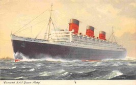 RMS Queen Mary Cunard Line Ocean Liner Ship 1954 postcard - £5.05 GBP