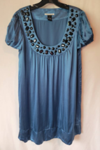 Mac &amp; Jac 10 Blue Dress Beaded 100% Silk Blue - $24.99