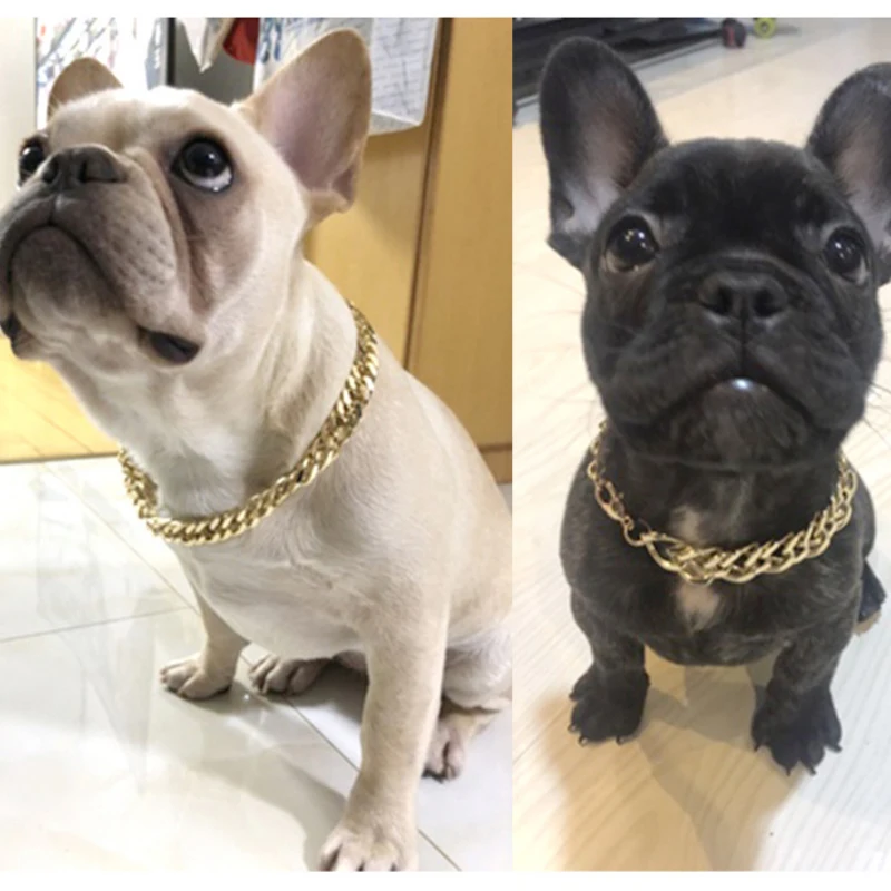 House Home Plastic Punk Gold Dog Chain Collar Pet Jewelry Photo Props Dog Access - £19.61 GBP