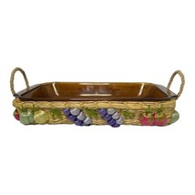 Anchor Hocking 2 QT Casserole Dish #431 And Wicker Basket Carrier  Fruit... - $42.08