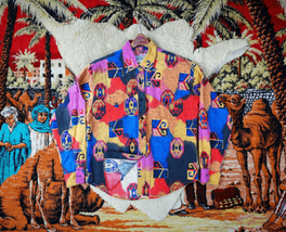1980s Thomas Habeeb Colorful Navajo Aztec Brushpopper Western Rodeo Shirt Sz S/M - £60.45 GBP