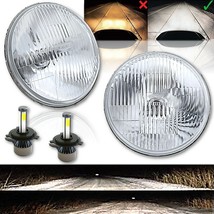 7&quot; Stock Style H4 Glass Headlight LED 4000Lm 20/40w Light Bulb Headlamp ... - $99.95