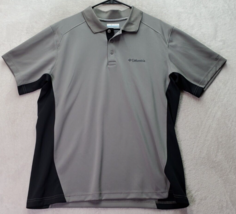 Columbia Polo Shirt Men Large Gray Polyester Omni Shade Short Sleeve Logo Collar - £14.61 GBP