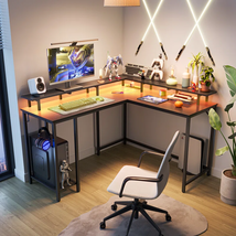 Kamai 54&quot; Desk, L Shaped Desk, Computer Desk, L Desk, Corner Desk with LED Light - £95.09 GBP+