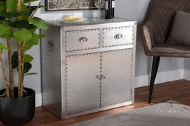 Nadra French Industrial Silver Metal 2-Door Accent Storage Cabinet - $5,743.93 MXN