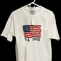 Sonoma Men&#39;s Size L T-shirt American Flag Vintage White USA 2000 Company - £51.42 GBP
