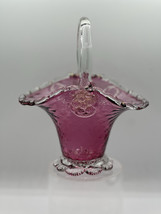 Vintage Antique Murano Art Glass Purple/Red Raspberry Basket Made in Italy - $34.58