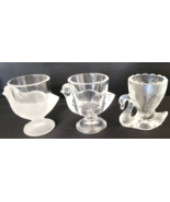 Vintage Arcoroc France Chicken Hen Swan Egg Cup 2 Frosted &amp; 1 Clear Glas... - $38.47 CAD