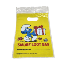 7 VINTAGE 1986 UNIQUE YELLOW SMURFS PARTY LOOT BAGS BIRTHDAY PRESENT / GIFT - $19.00