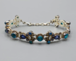 Sajen Blue Topaz Stone &amp; Sterling Silver Link Chain Bracelet 925 Stamp 3... - $164.47