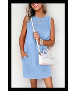 Beau Blue Mineral Wash Pocket Tank Mini Dress NEW - $34.19