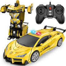 Remote Control Car, Transform Robot RC Cars, 2.4Ghz Transforming Police ... - $29.21
