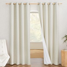 Nicetown Natural 100% Blackout Linen Curtains 84, 1 Pair, 52&quot; Width Each Panel - £32.07 GBP