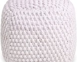 18&quot; White Cotton Blend Cube Pouf Ottoman - $210.99