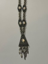 Vintage Sterling Silver Yemenite Israel Chainmail Moonstone Necklace RARE - £139.68 GBP