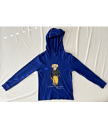 Ralph Lauren Polo Bear Royal Blue Long Sleeved Boy&#39;s Hoodie T-Shirt - Si... - $29.65