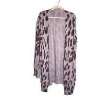 Unbranded Size 2XL Plus Size Gray Leopard Print Cardigan Sweater - £13.39 GBP