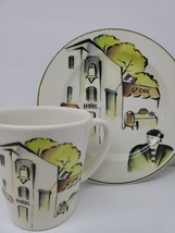 Rosanna Import Mug Coffee Cup &amp; 8&quot; Ceramic Salad Plate CAFE SCENE Made in Italy - £11.40 GBP