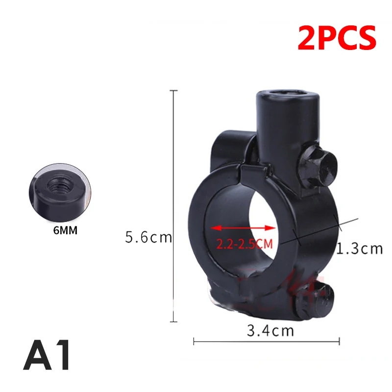 2Pcs 22mm 25mm Handlebar cket Clamp 10mm 8mm Thread Motorcycle Mirror Mount Clam - £109.26 GBP