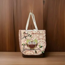 New Vintage Owls in Tree Bag/Beach Bag/Tote/Multipurpose/ Pink Green Bei... - $223.67 MXN