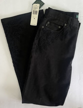 Lauren By Ralph Lauren Black Jeans Pants W/ Embroidery Size 8 Nwt Women’s - $39.59