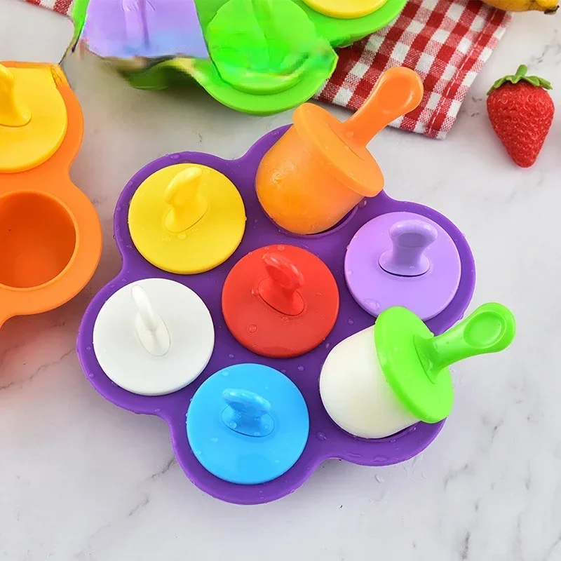 Hot 7 CaBy Silicone Mini Ice Pops Mold Ice B Ball Maker Popsicles Molds Baby Diy - $25.00