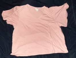 Time And Tru V-Neck Short Sleeve Tee ~ Xxl (20) ~ Pink ~ Raised Dots - $6.99