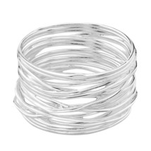 Modern Wavy Wire Mesh Band .925 Silver Ring-10 - £21.80 GBP