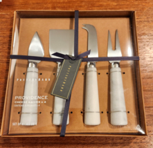 NIB SET 4 Pottery Barn White Marble Cheese Knives Stainless NEW $49 - £19.74 GBP