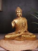 buddha yoga meditation statue resin gold colour sitting buddha 16 inches - $124.77