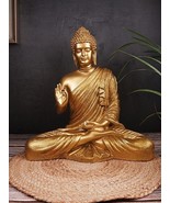 buddha yoga meditation statue resin gold colour sitting buddha 16 inches - £98.58 GBP