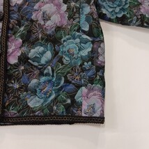 Women's Multicolor Front Button Floral Quilted Puffer Jacket Measured Chest 38" image 10