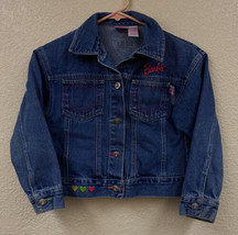 Mattel Barbie Embroidered Logo Denim Jacket Size 7 Girls Size 1998 Vintage - £17.41 GBP