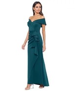 XSCAPE Petite Off-The-Shoulder Ruffle Gown Hunter Size 16P $279 - $202.16 CAD