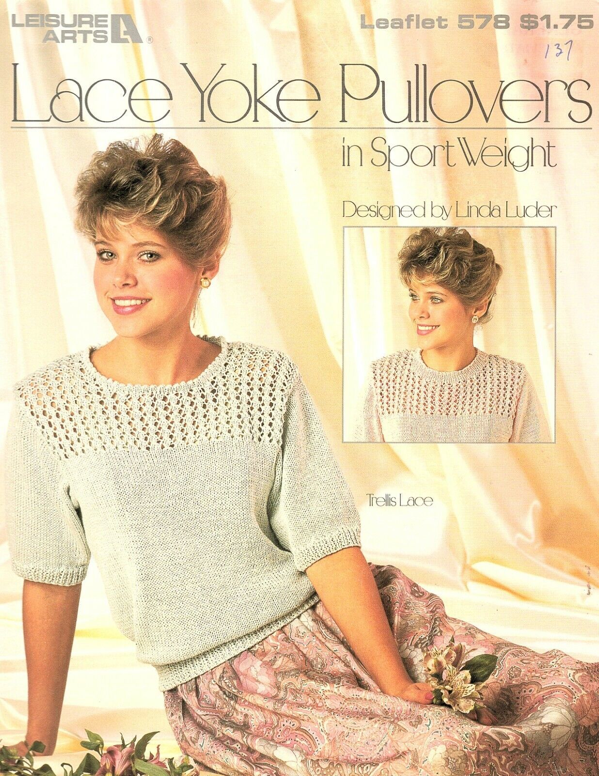 Leisure Arts 578 Lace Yoke Pullovers in Sport Weight Knitting Pattern - $4.17
