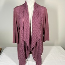 Logo by Lori Goldstein 1X Cardigan Mauve Open Front Slub Knit - $24.99