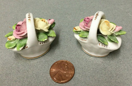 Two porcelain China Baskets with flowers. Unknown maker. See photos for marking - £23.59 GBP