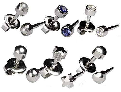 Ear Piercing Earrings Silver 6 Pairs Of 4mm 16ga Stainless Steel Univers... - $7.00