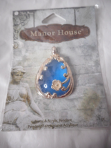 2008 Blue Moon Bead Manor House Metal Acrylic Statement Pendant Flat Back Floral - $5.93