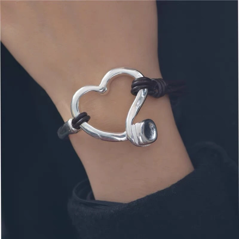 Uno de 50 alloy heart shaped lucky rope handmade bracelet outdoor jewelry for boyfriend thumb200