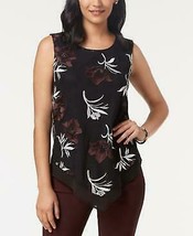 Alfani Womens Embroidered Sleeveless Blouse Top, Black, Small - £20.57 GBP