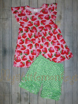 NEW Boutique Strawberry Tunic Ruffle Shorts Girls Outfit 2T 3T 4T 6-7 7-8 - £3.83 GBP+