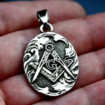 Stainless Steel Freemason Masonic Symbol Pendant Necklace Punk Jewelry Chain 24&quot; - £9.37 GBP
