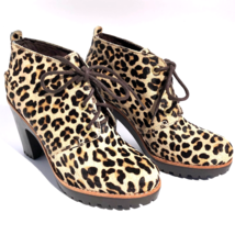 Sperry Top Sider Princeton Ankle Boot women 6M Leopard Print Lace Up High Heel - £28.11 GBP