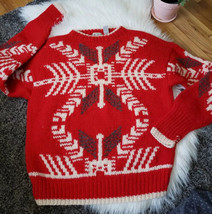 Vtg Collectif 100% Shetland Wool Red Crewneck Sweater Sz X Large - £31.65 GBP