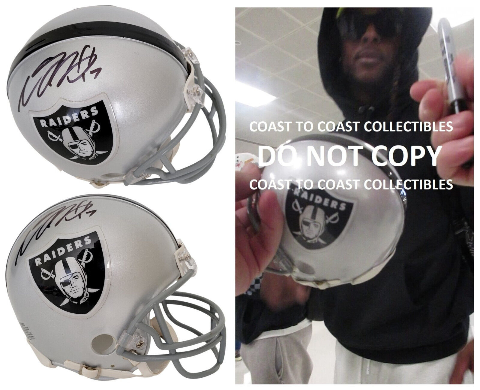 Davante Adams signed Las Vegas Raiders football mini helmet proof COA au... - £170.83 GBP